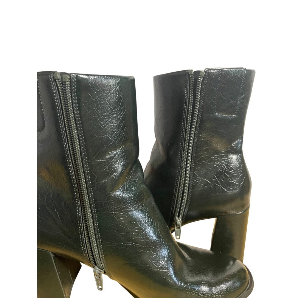 A New Day Womens Green Faux Leather Block Heel Ankle Boots Size 8 - Picture 6 of 9